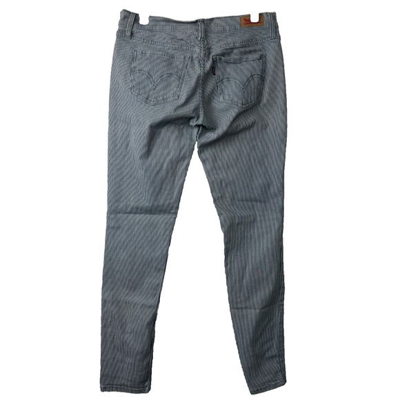 Levi's 524 Low Rise 29 Skinny Leg Jeans blue and white striped pattern A27 - Picture 1 of 7
